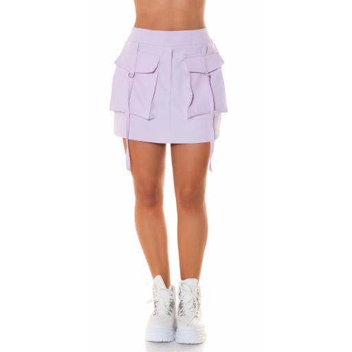 Minifalda estilo cargo lila cintura alta [3]