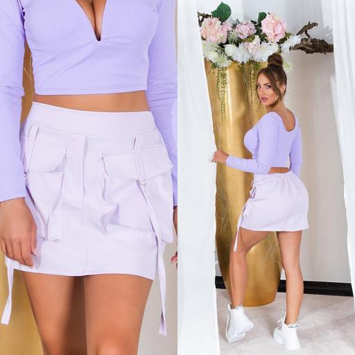 Minifalda estilo cargo lila cintura alta [7]