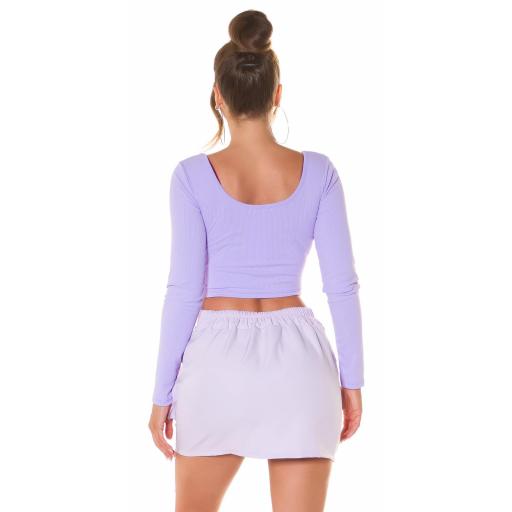 Minifalda estilo cargo lila cintura alta [4]