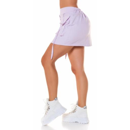 Minifalda estilo cargo lila cintura alta [2]