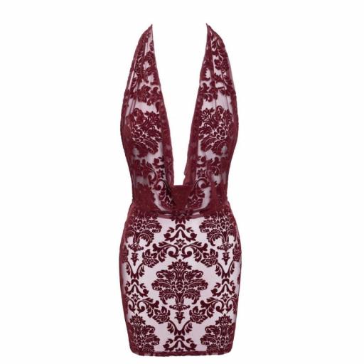 Minivestido burdeos espalda descubierta [7]