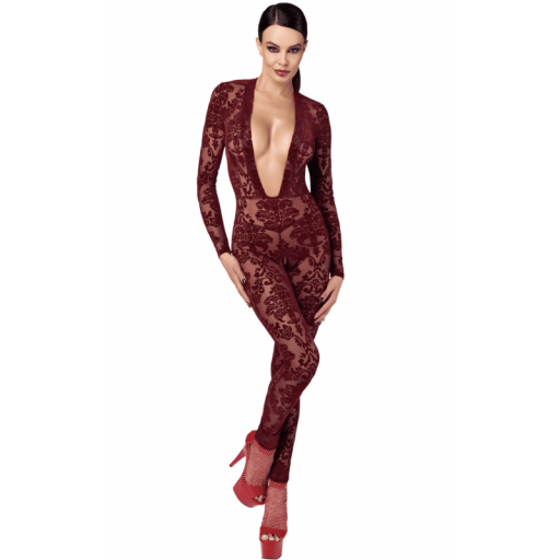 Mono de Tul elegante Flocado Burdeos  [2]