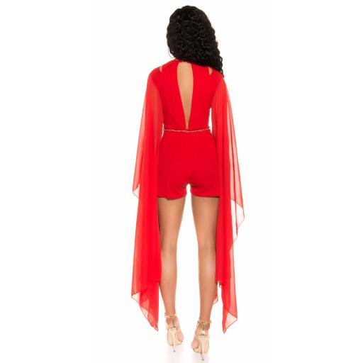 Mono de vestir corto escote sexy rojo [4]