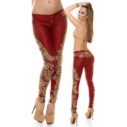 Pantalón ajustado cuero con encaje [5]