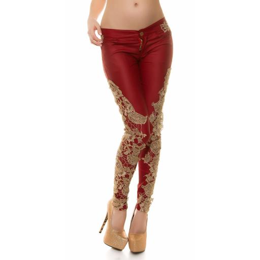 Pantalón ajustado cuero con encaje [4]