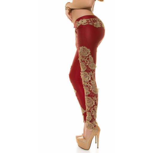 Pantalón ajustado cuero con encaje [7]