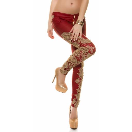 Pantalón ajustado cuero con encaje [8]