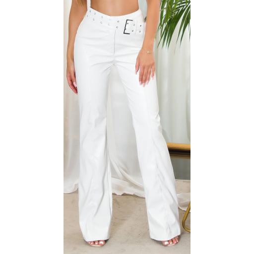 Pantalón blanco cintura alta con hebilla [14]