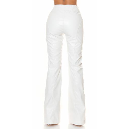 Pantalón blanco cintura alta con hebilla [2]