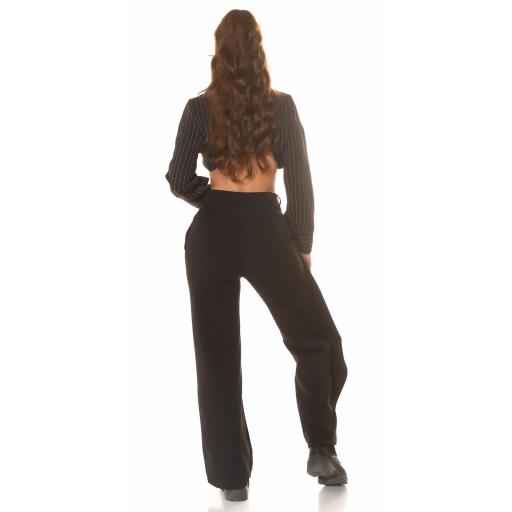 Pantalón cintura alta asimétrico negro [4]