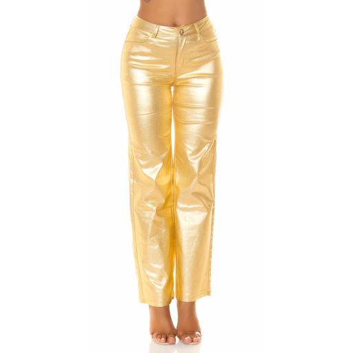 Pantalón cintura alta Bootcut dorado [4]