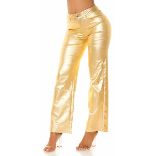 Pantalón cintura alta Bootcut dorado [2]