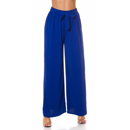 Pantalón cintura alta tela ligera azul [4]