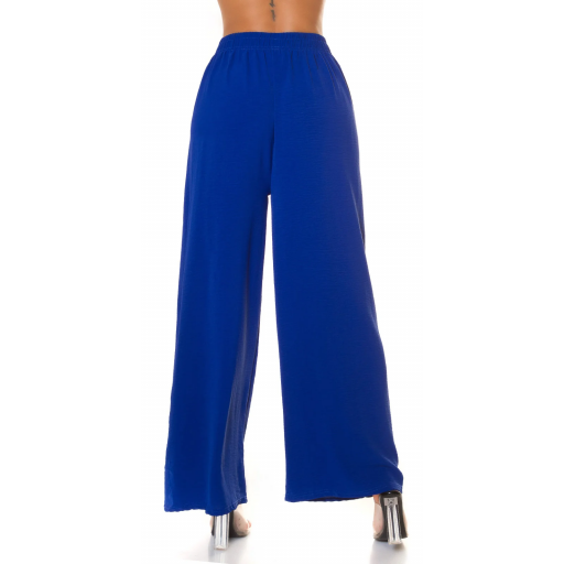 Pantalón cintura alta tela ligera azul [1]