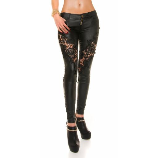 Pantalón de cuero ajustado con encaje [5]