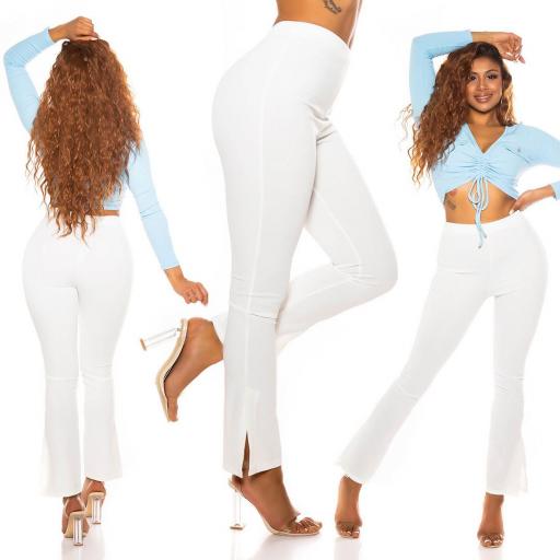 Pantalón de moda con cintura alta blanco