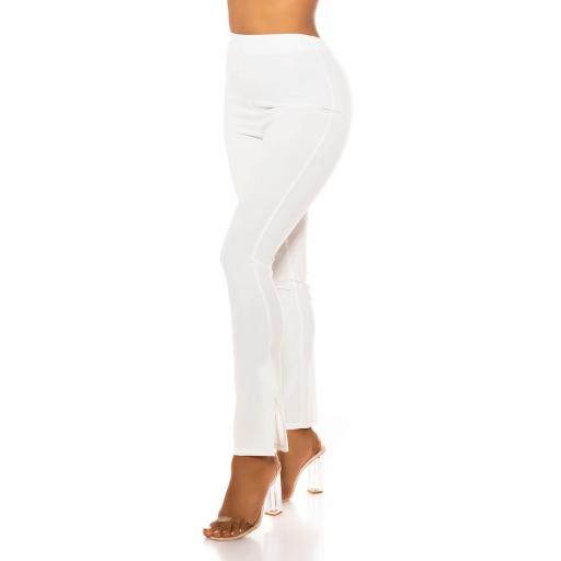 Pantalón de moda con cintura alta blanco [3]