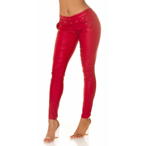 Pantalón de motera ajustado cuero rojo [5]
