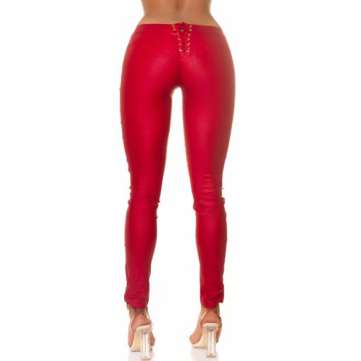 Pantalón de motera ajustado cuero rojo [2]