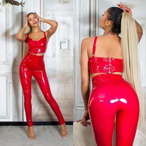 Pantalón Latex cintura alta Rojo [10]