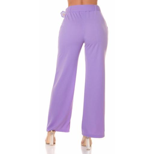 Pantalón lila cintura alta con cinturón [1]