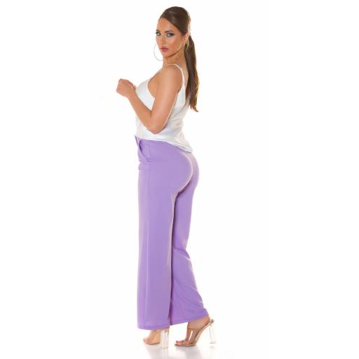 Pantalón lila cintura alta con cinturón [3]