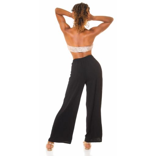 Pantalón Moda verano acampanado Negro [4]