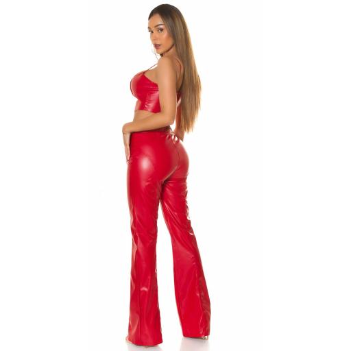 Pantalón rojo de polipiel cintura alta [5]