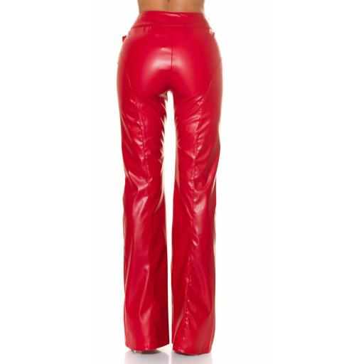 Pantalón rojo de polipiel cintura alta [1]