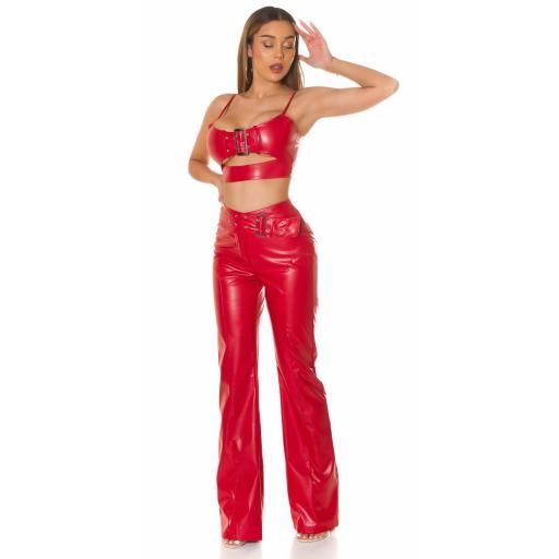 Pantalón rojo de polipiel cintura alta [8]