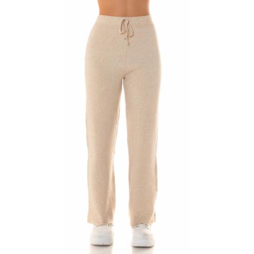 Pantalones acampanados casual beige [1]