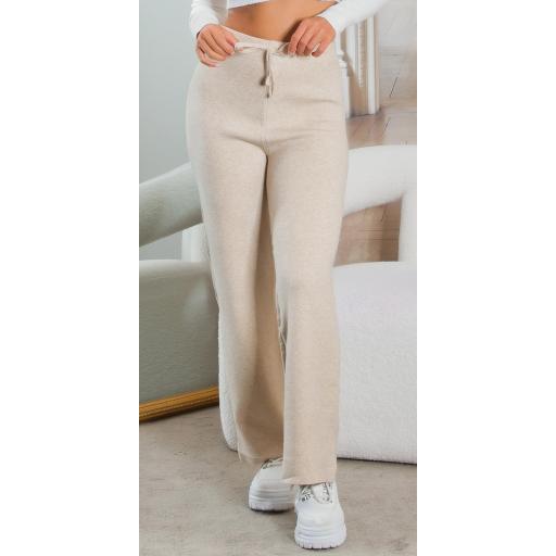 Pantalones acampanados casual beige [12]