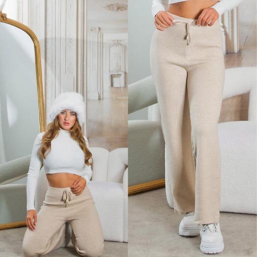 Pantalones acampanados casual beige [13]