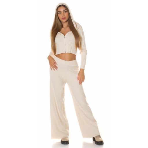 Pantalones acampanados casual Beige [4]