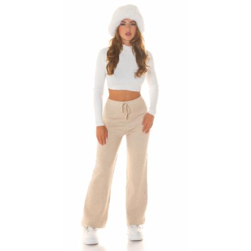 Pantalones acampanados casual beige [5]