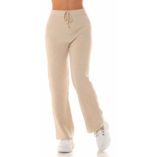 Pantalones acampanados casual beige [4]