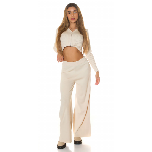 Pantalones acampanados casual Beige [6]