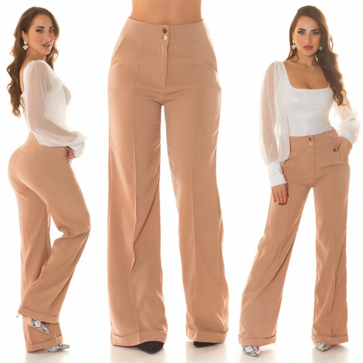 Pantalones anchos capuchino cintura alta