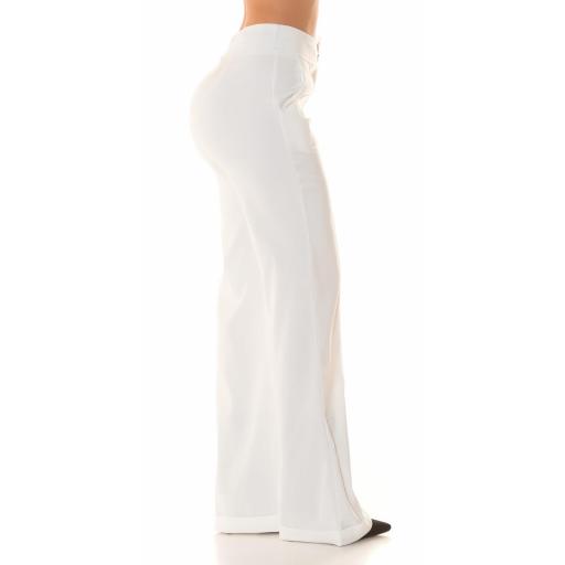 Pantalones anchos cintura alta en blanco [1]