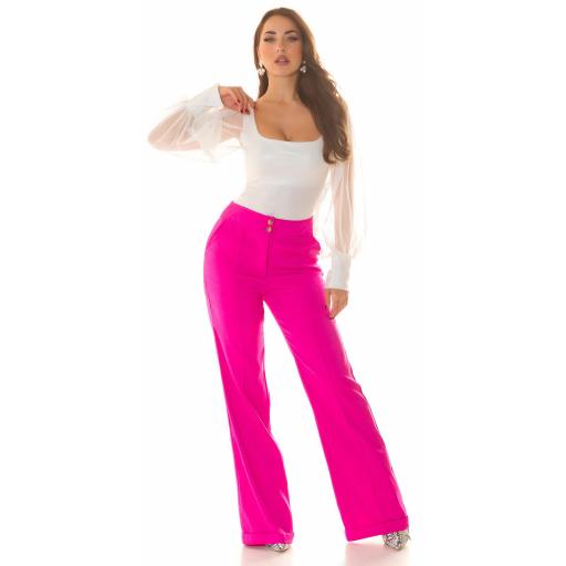 Pantalones de cintura alta en rosa  [6]