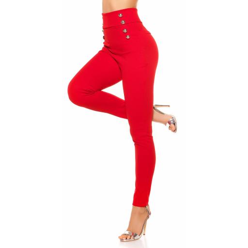 Pantalones de cintura alta Rojo [3]