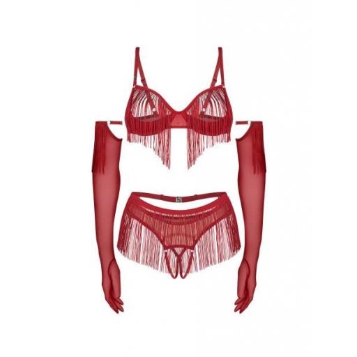 Set lenceria 4 Piezas Rojo con borla [4]