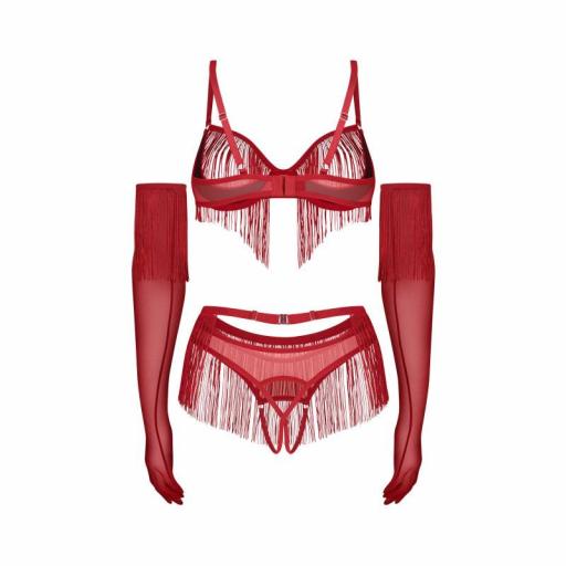 Set lenceria 4 Piezas Rojo con borla [5]