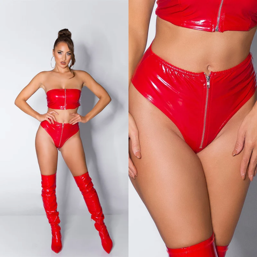 Sexy short efecto latex rojo [15]