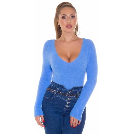 Suéter corto azul de moda [2]