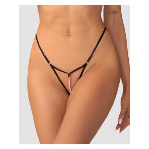 Tanga abierta con perlas y mariposa negra [0]