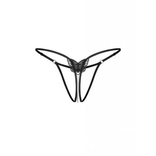 Tanga abierta con perlas y mariposa negra [7]