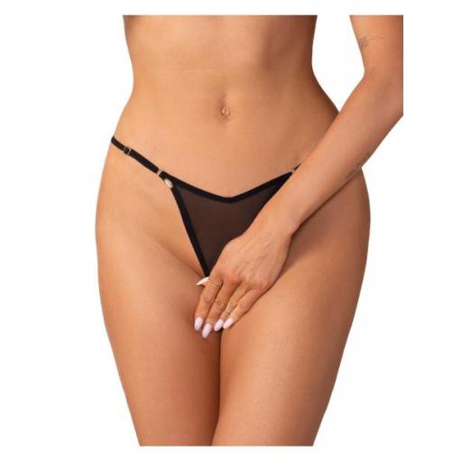 Tanga Abierta Negra con Dorado [0]