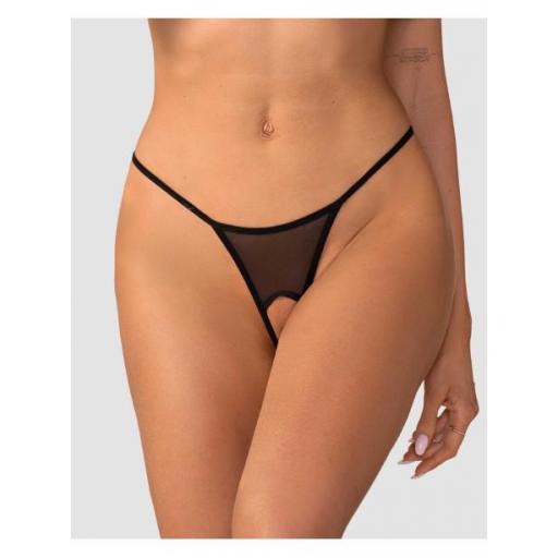 Tanga abierta negra de encaje [2]