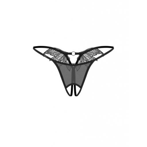 Tanga abierta negra de encaje [6]